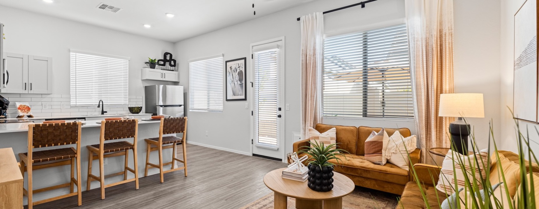 Livingroom with view of kitchen 
