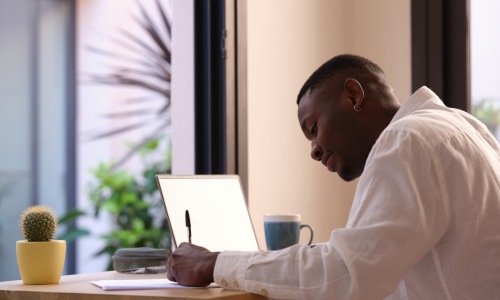 a man writing